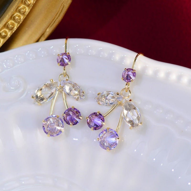 Lavender Cherry Earrings - Roseraie Gal