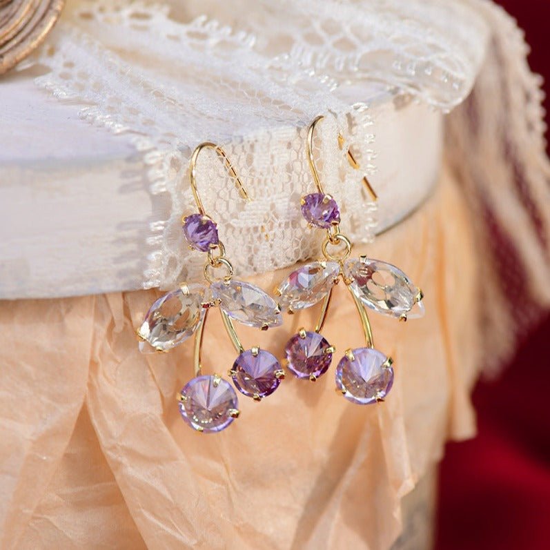 Lavender Cherry Earrings - Roseraie Gal