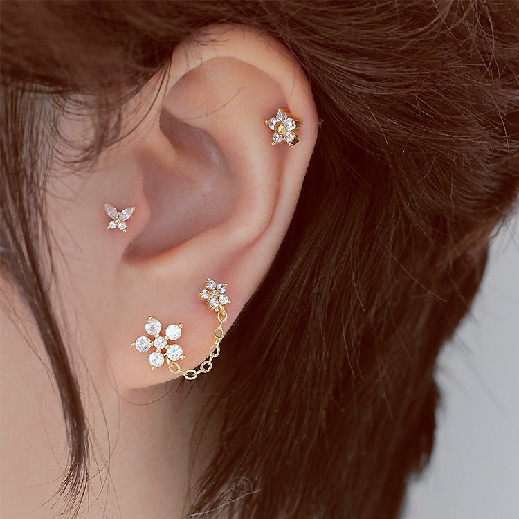 Love Blooms Double Piercing Earring - Roseraie Gal