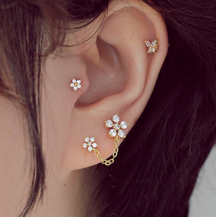 Love Blooms Double Piercing Earring - Roseraie Gal
