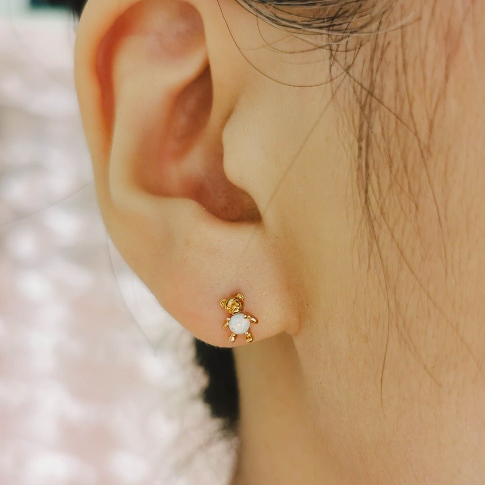 Mini Teddy Opal Stud Earrings - Roseraie Gal