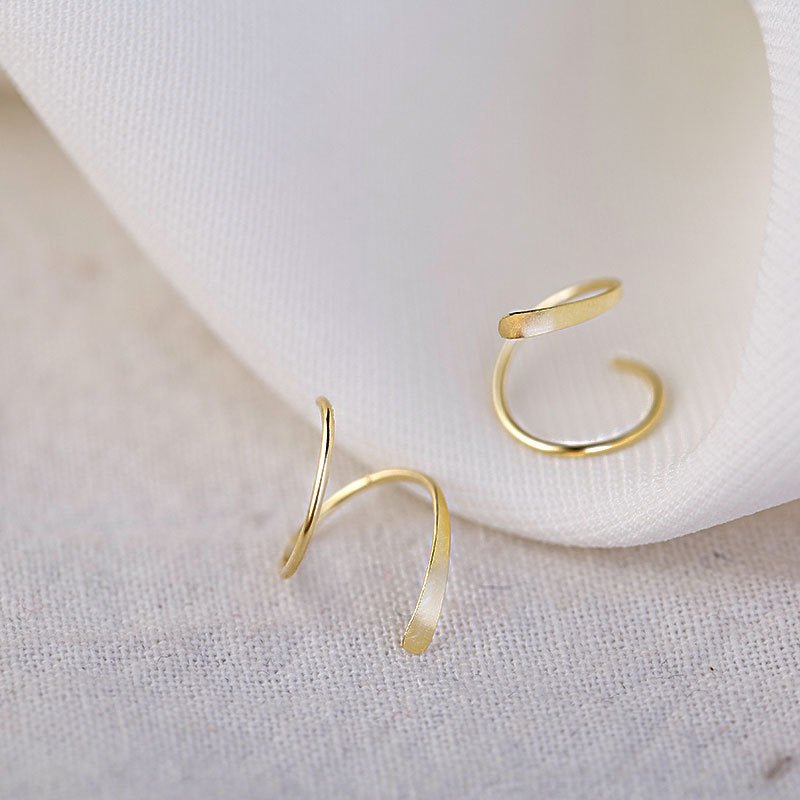 Minimal Spiral Hoop Twist Earrings - Roseraie Gal
