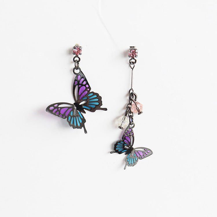 Monarch Butterfly Asymmetrical Earrings - Roseraie Gal