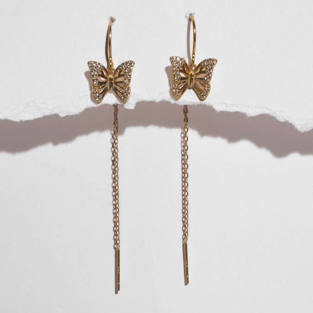 Monarch Butterfly Threader Earrings - Roseraie Gal