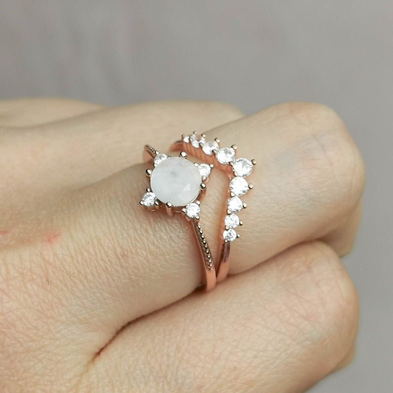 Moonstone Diamante Ring - Roseraie Gal