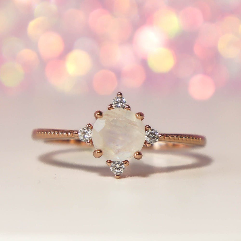 Moonstone Diamante Ring - Roseraie Gal