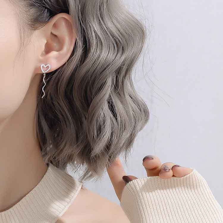 Open Heart Wave Threader Earrings - Roseraie Gal