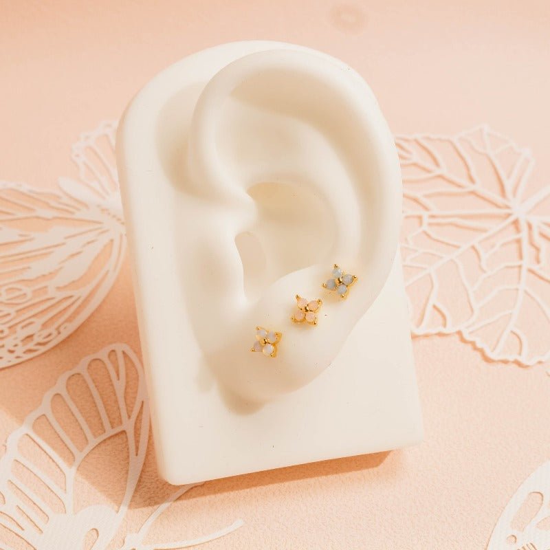 Pink Blossom Piercing Earrings - Roseraie Gal