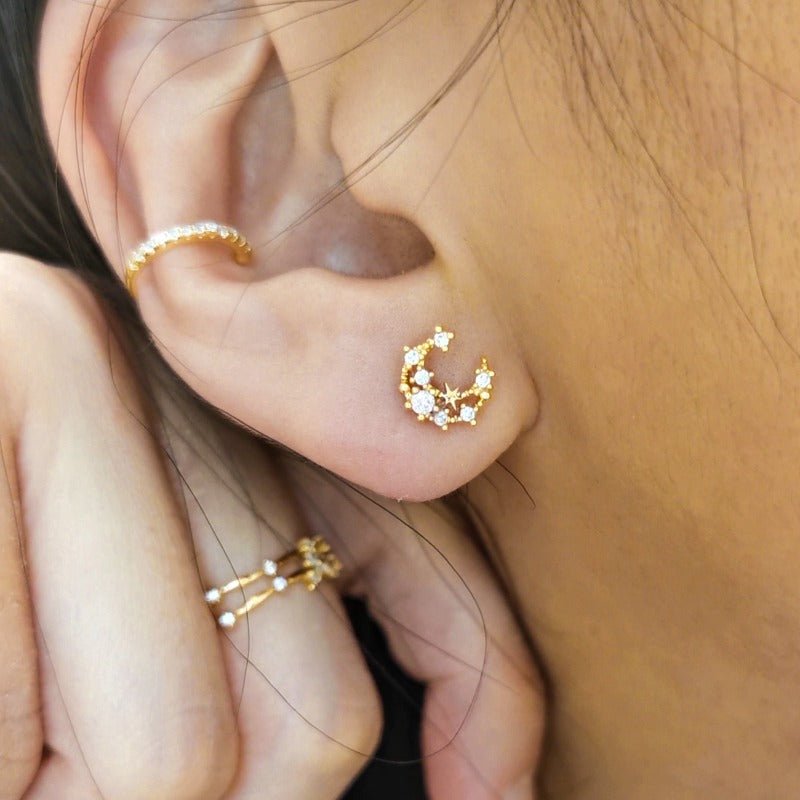 Pink Gem Jupiter Starry Earrings Set - Roseraie Gal