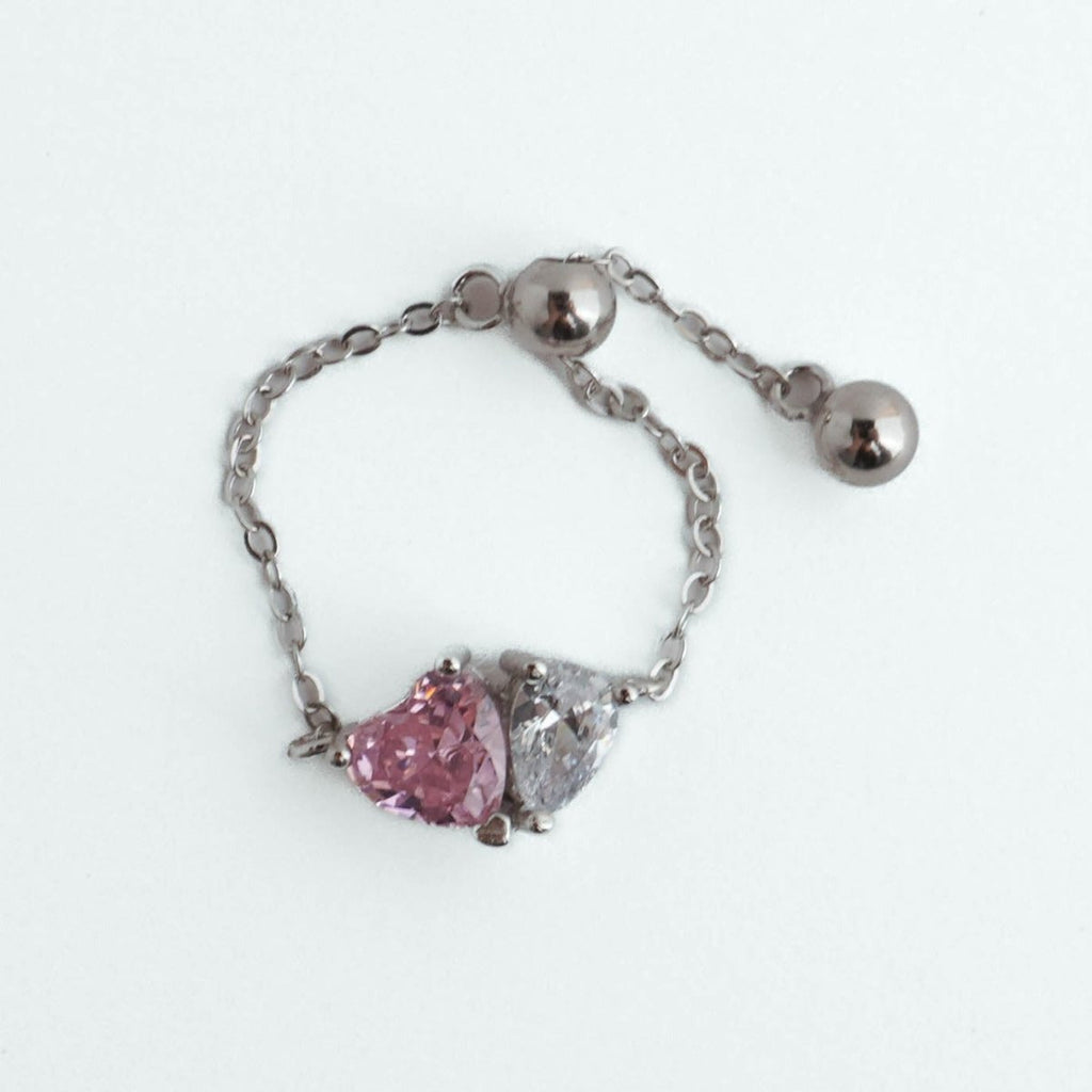 Pink You and Me Chain Ring - Roseraie Gal