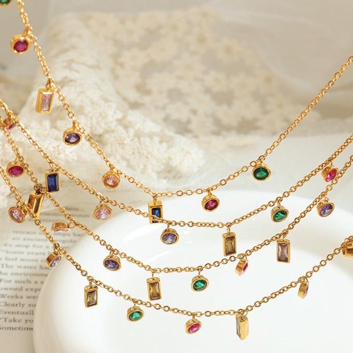 Rainbow Crystal Necklace - Roseraie Gal