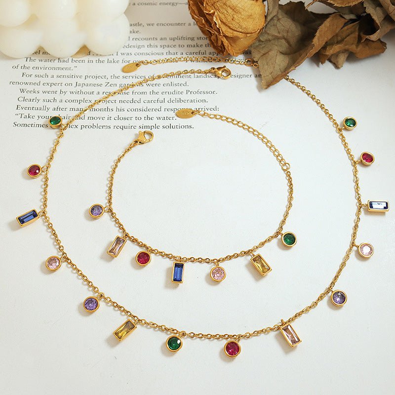 Rainbow Crystal Necklace - Roseraie Gal