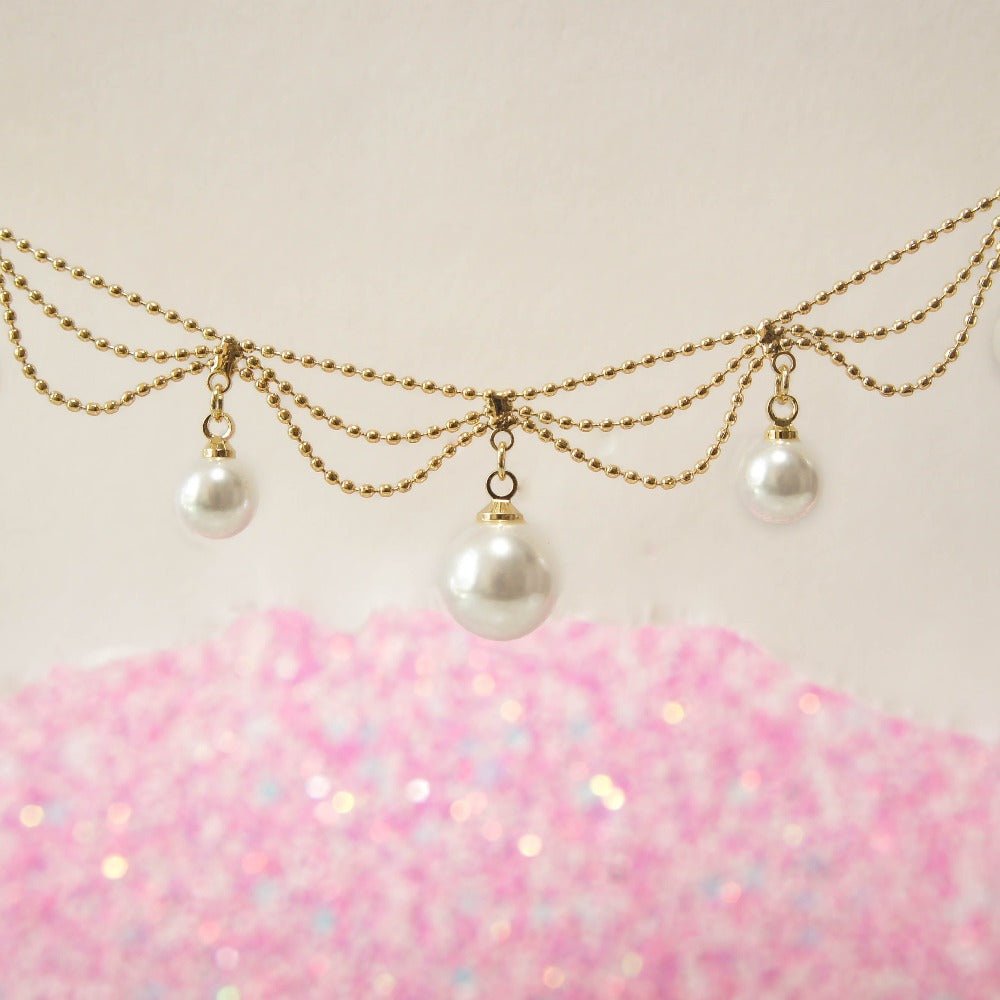 Retro Pearl Festoon Necklace - Roseraie Gal