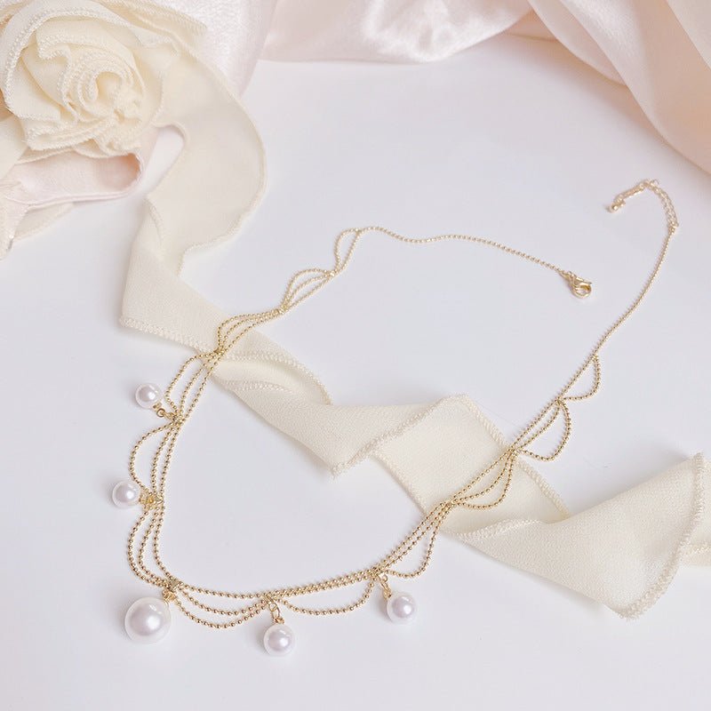 Retro Pearl Festoon Necklace - Roseraie Gal