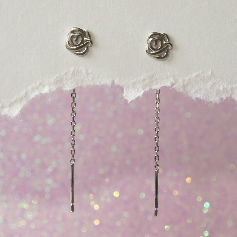 Rose Threader Earrings - Roseraie Gal