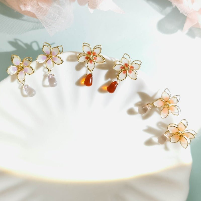 Sakura Blossom Drop Earrings - Roseraie Gal