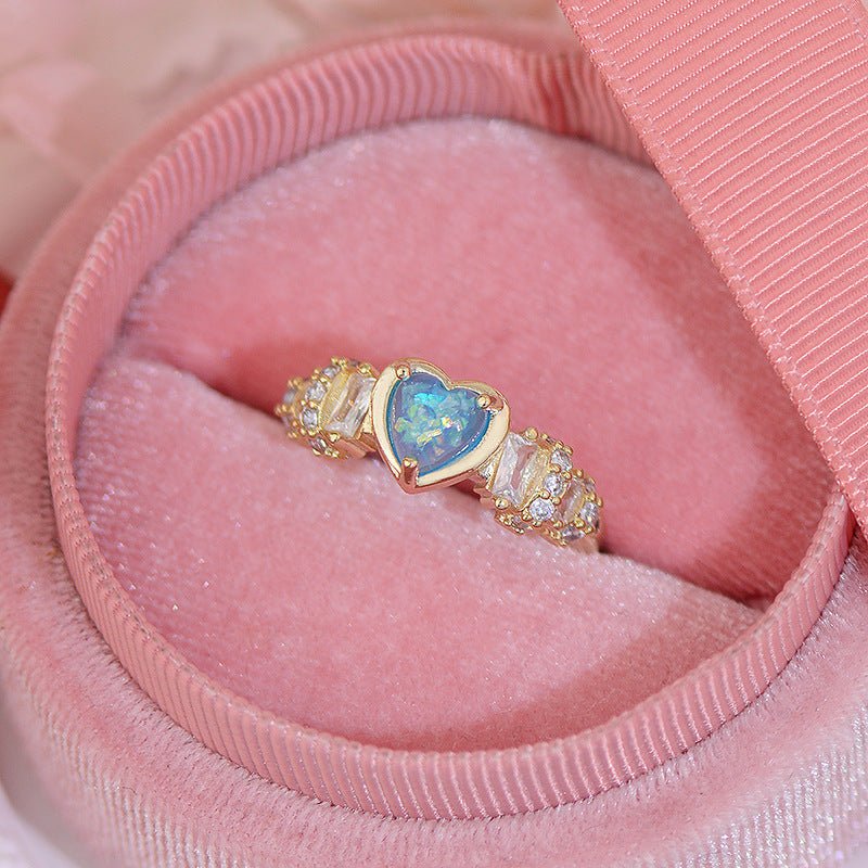 Selena Opal Heart Ring - Roseraie Gal