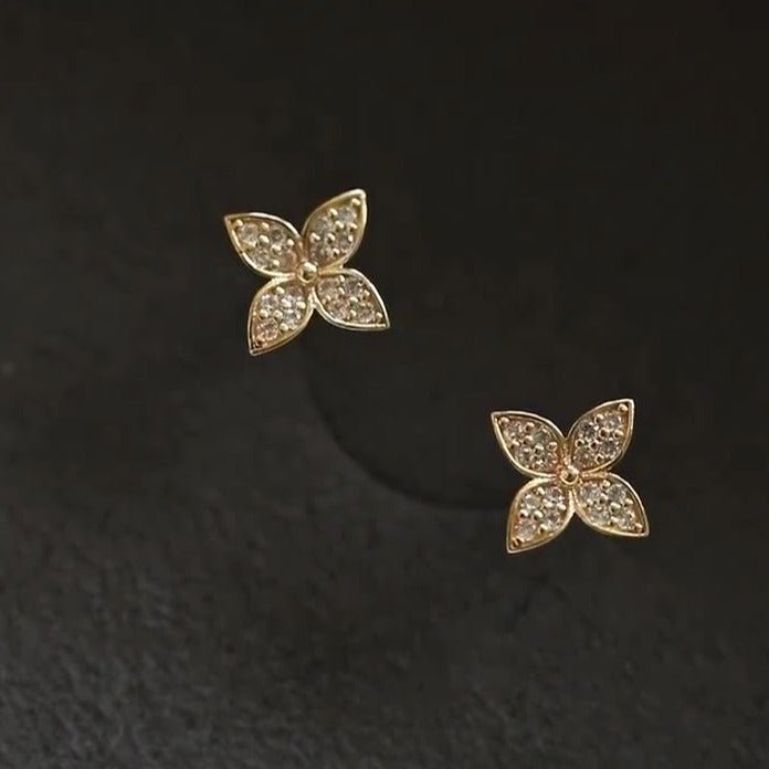 Shimmer Blossom Stud Earrings - Roseraie Gal