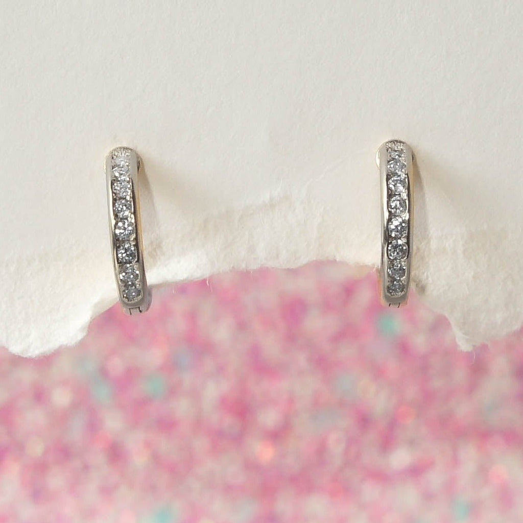 Simple Crystal Huggie Earrings - Roseraie Gal