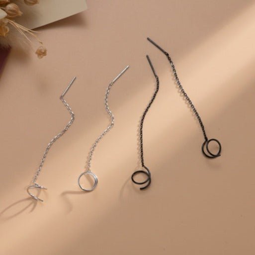 Simple Spiral Hoop Twist Threader Earrings - Roseraie Gal