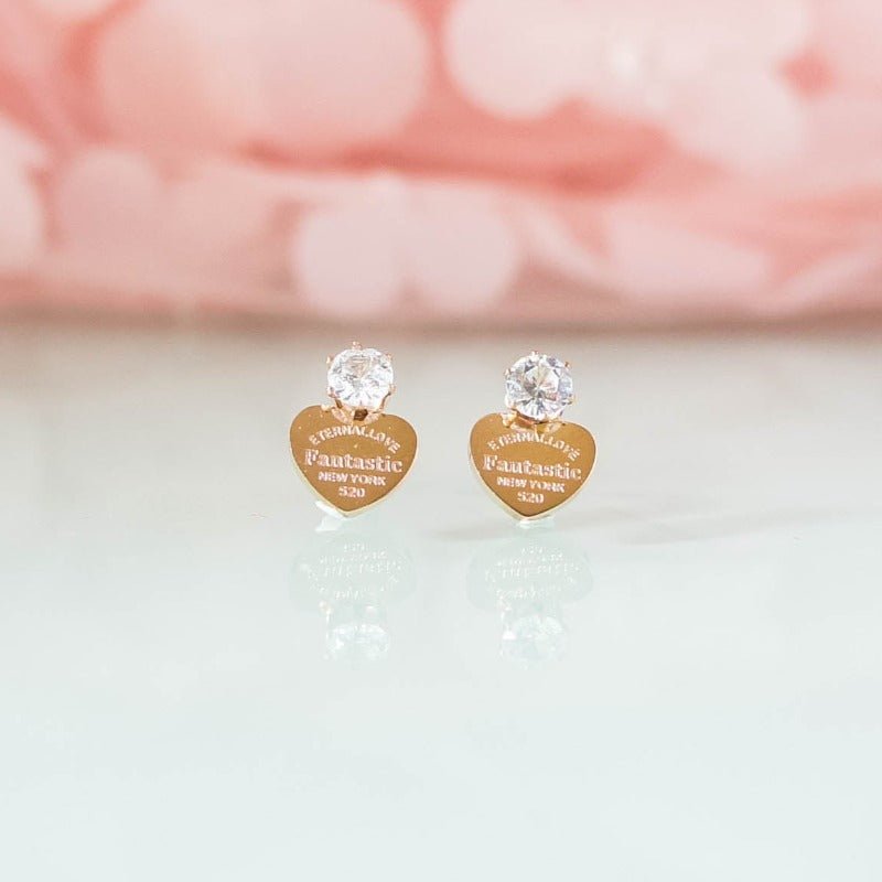 Stainless Steel Eternal Love Stud Earrings - Roseraie Gal