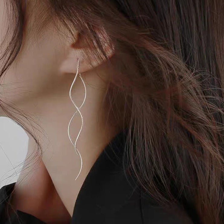 Tiffany Wave Threader Earrings - Roseraie Gal