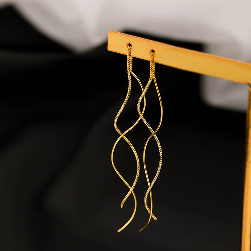 Tiffany Wave Threader Earrings - Roseraie Gal