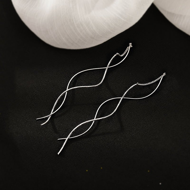 Tiffany Wave Threader Earrings - Roseraie Gal