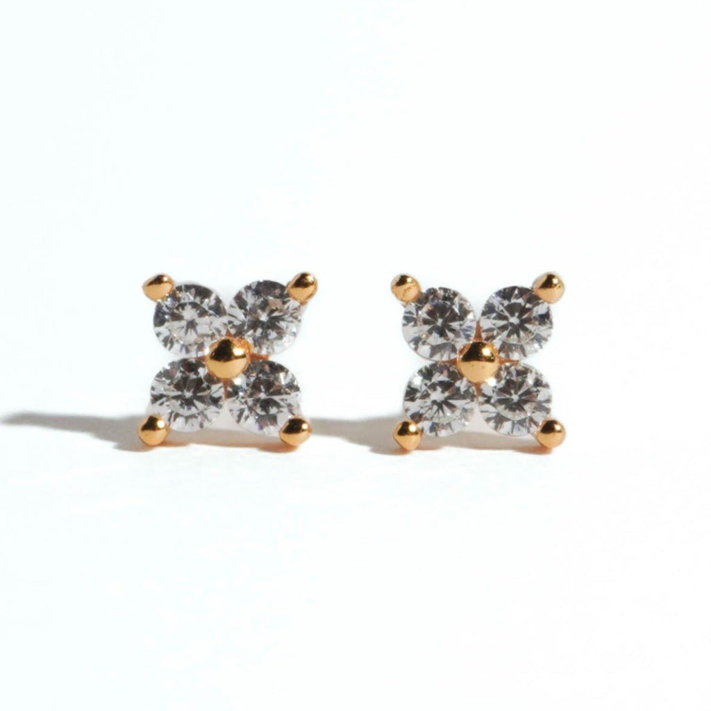 Tiny Clear Blossom Stud Earrings - Roseraie Gal