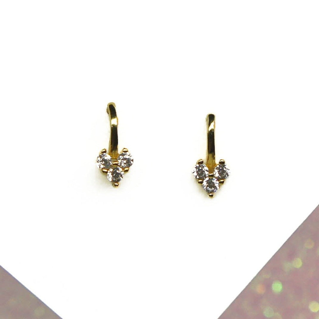 Tiny Crystal Heart Blossom Earrings - Roseraie Gal