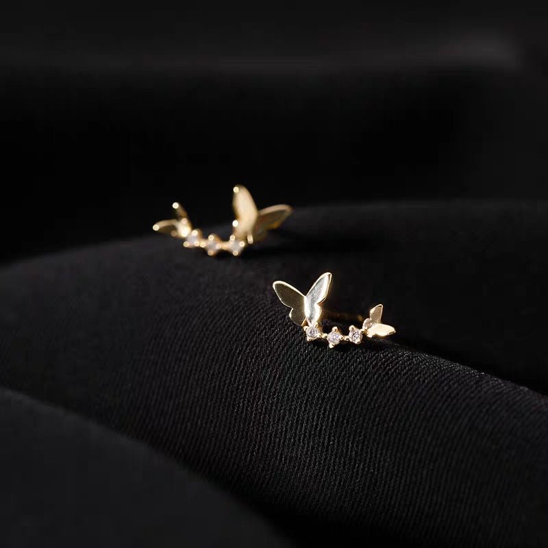 Tiny Flying Butterfly Stud Earrings - Roseraie Gal