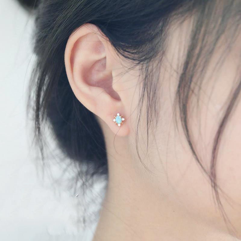 Tiny Opal Stud Earrings - Roseraie Gal