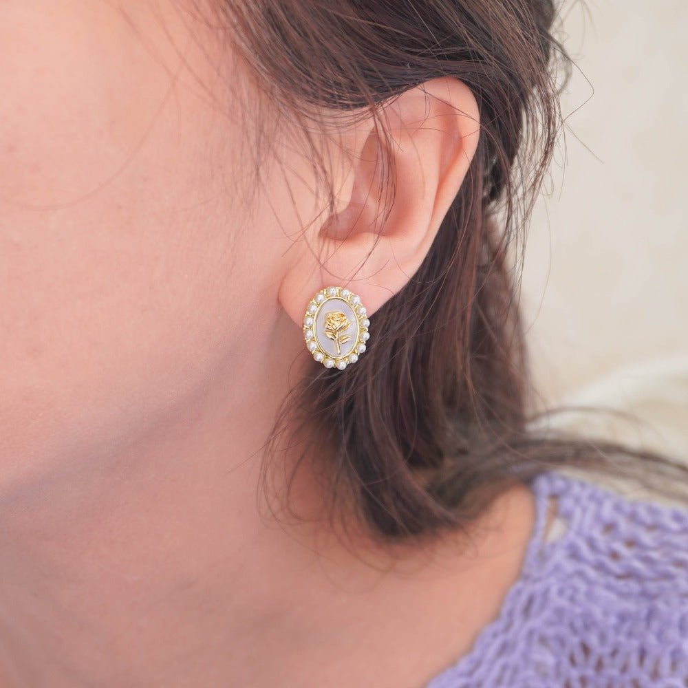Vintage Rose Stud Earrings - Roseraie Gal